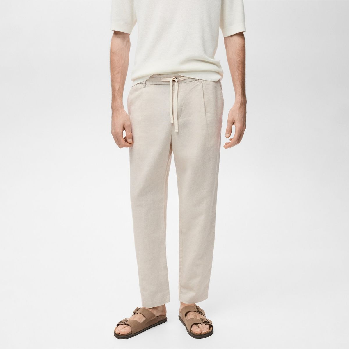 MANGO MAN - Pantalon Romelino Slim Fit Lino Con Cordon Hombre Mango Man