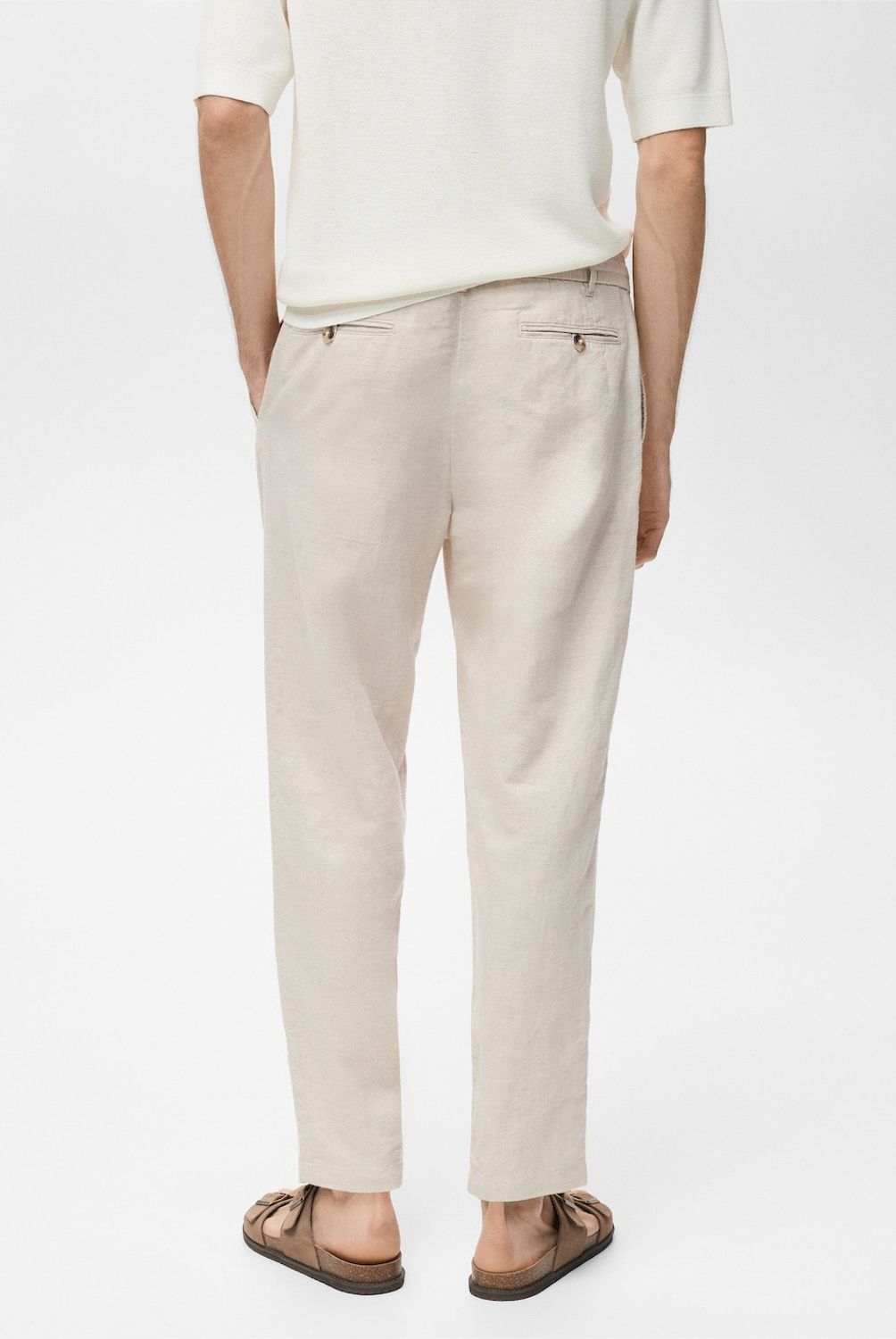 MANGO MAN - Pantalón Slim Fit Lino Cordón Hombre Mango Man