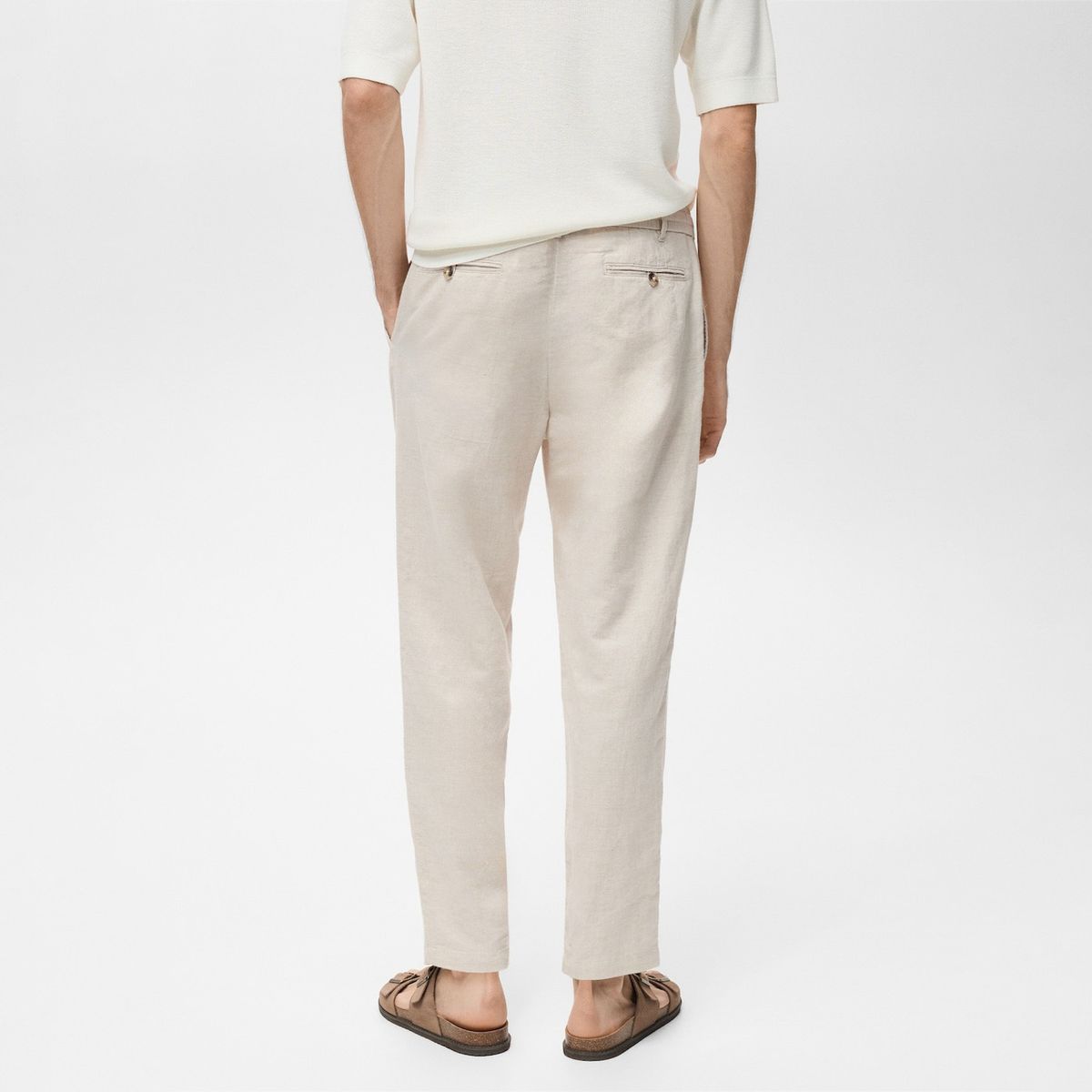 MANGO MAN - Pantalon Romelino Slim Fit Lino Con Cordon Hombre Mango Man