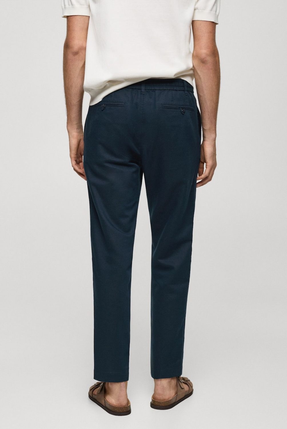 MANGO MAN - Pantalon Romelino Slim Fit Lino Con Cordon Hombre Mango Man
