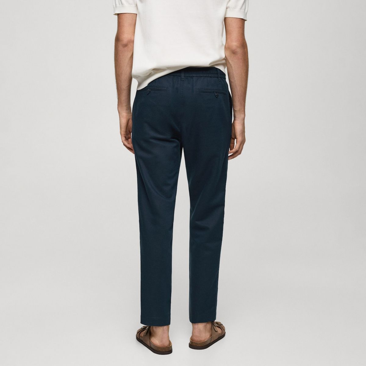 MANGO MAN - Pantalon Romelino Slim Fit Lino Con Cordon Hombre Mango Man