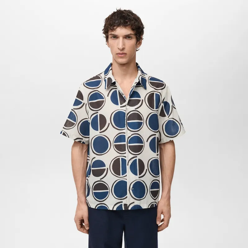 MANGO MAN - Camisa Begur Manga Corta Regular Fit Hombre Mango Man