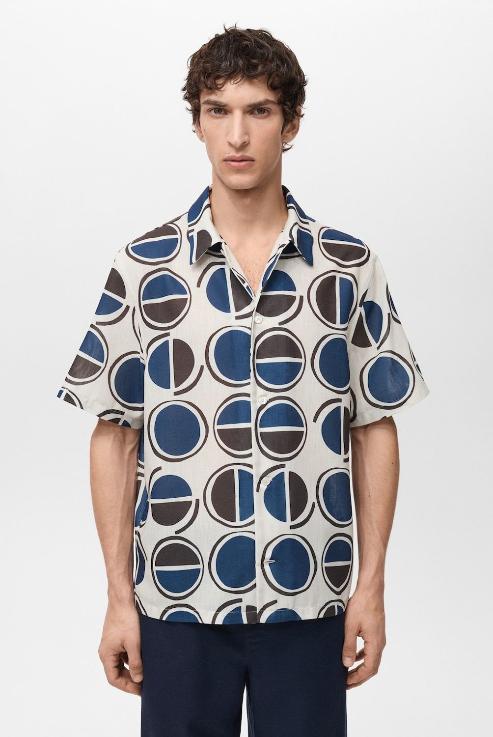 MANGO MAN - Camisa Begur Manga Corta Regular Fit Hombre Mango Man