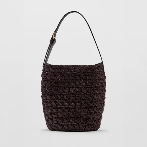 MANGO - Bolso Shopper Fibra Natural Mujer