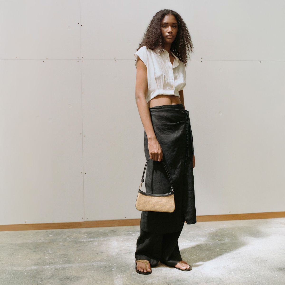 MANGO - Bolso Hombro Fibra Natural Mujer Mango