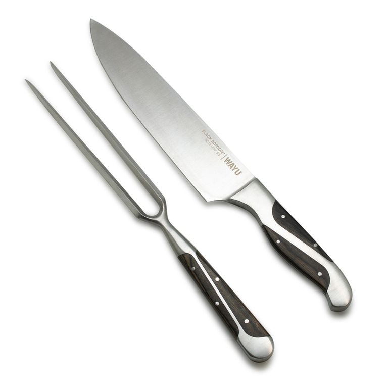 Set Parrillero 2 Piezas Black Edition Cuchillo Y Tenedor