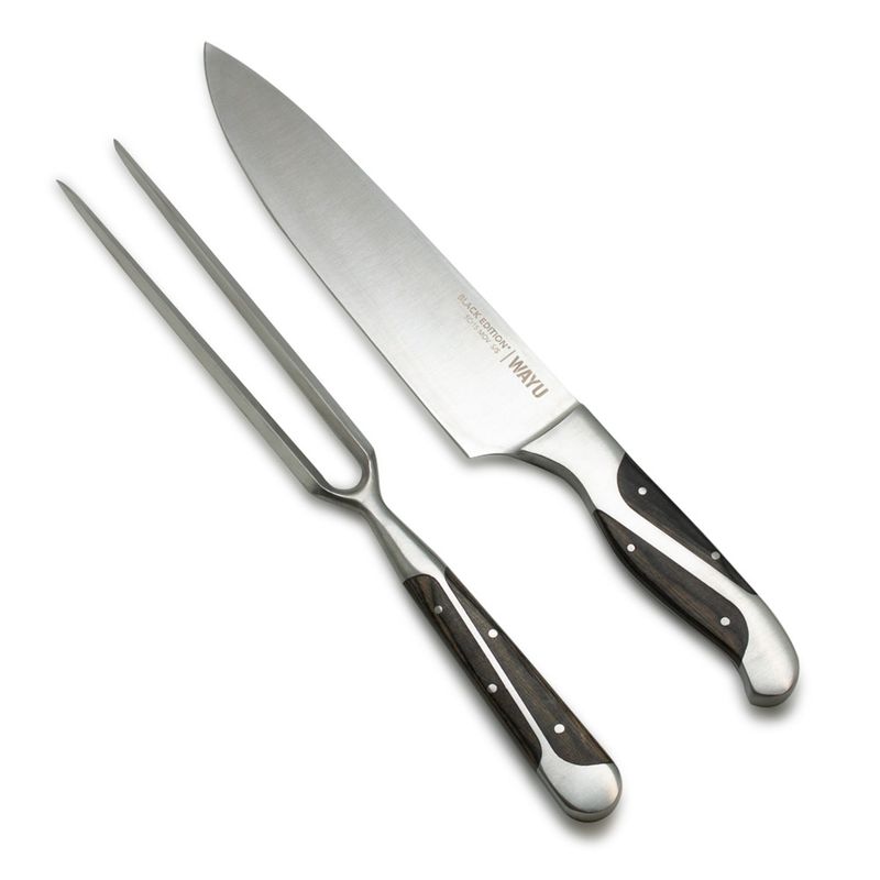 WAYU - Set Parrillero 2 Piezas Black Edition Cuchillo Y Tenedor Wayu