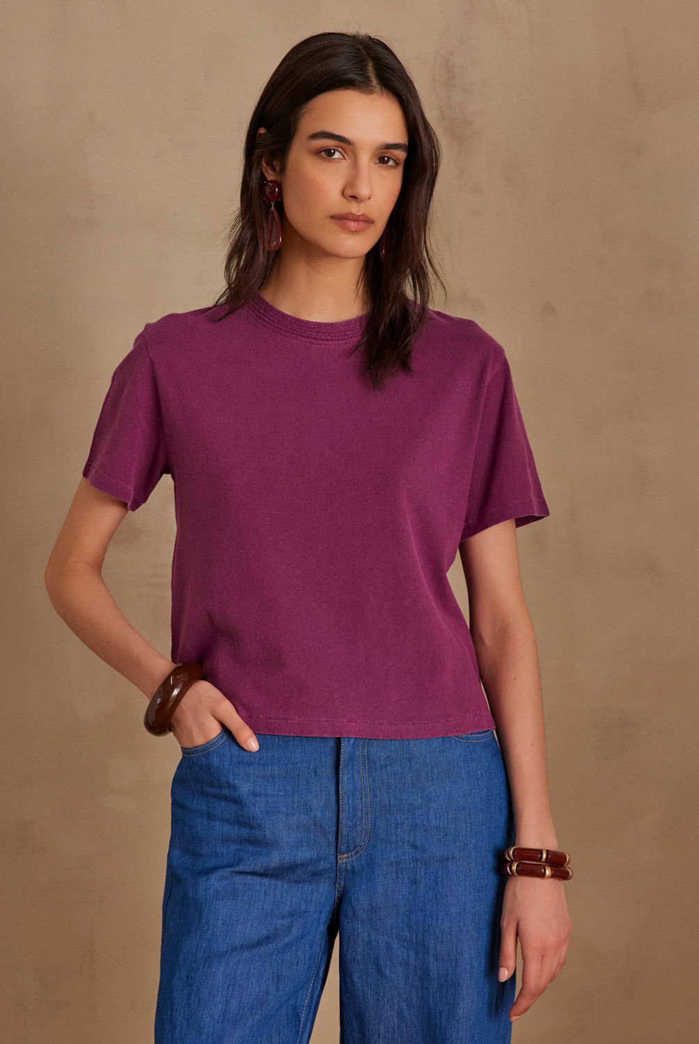 MAISON 123 - Polera Alizee Lisa Manga Corta Mujer Maison 123