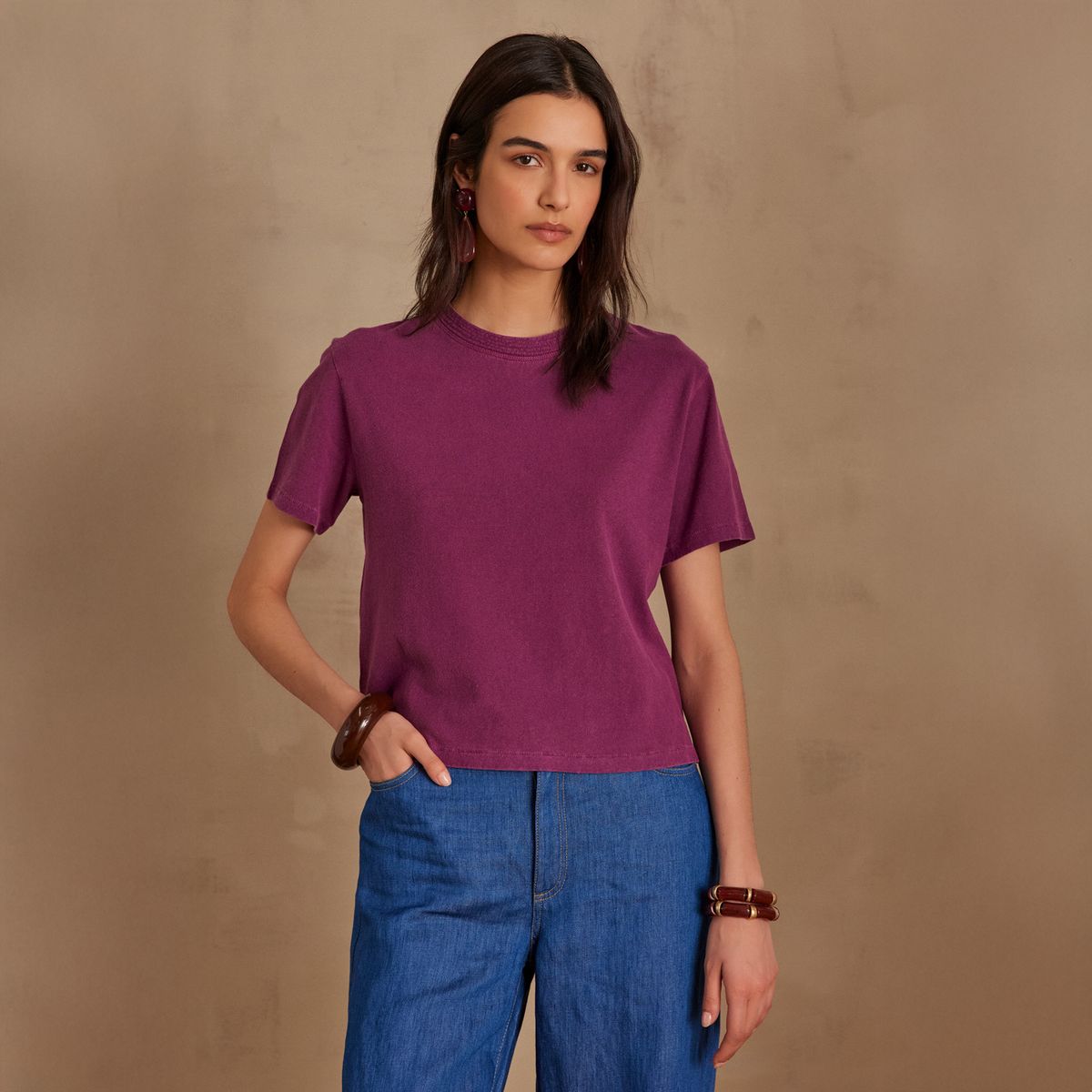 MAISON 123 - Polera Alizee Lisa Manga Corta Mujer Maison 123