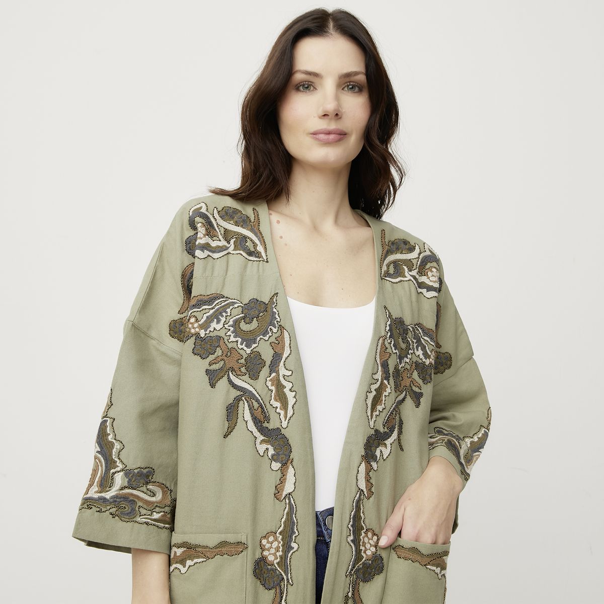 MAISON 123 - Kimono Corto Estampado Mujer 123