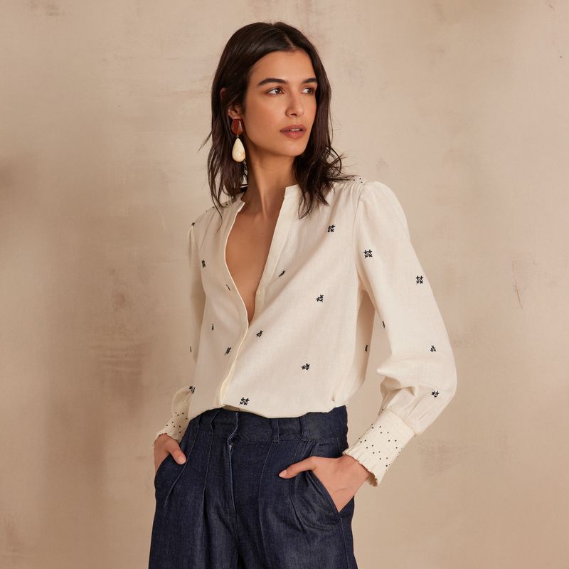 MAISON 123 - Blusa Baptiste Estampada Manga Larga Mujer Maison 123