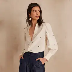 MAISON 123 - Blusa Baptiste Estampada Manga Larga Mujer