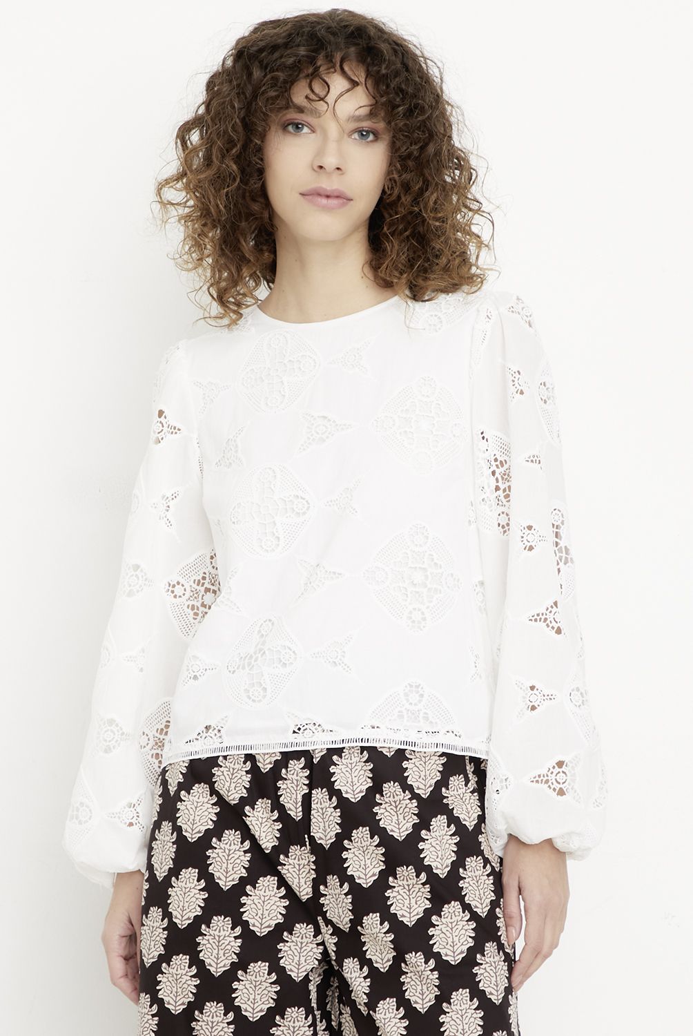 MAISON 123 - Blusa Palma Lisa Manga Larga Mujer Maison 123