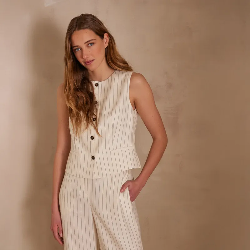 MAISON 123 - Blazer Cliff Sin Mangas Rayado Mujer Maison 123
