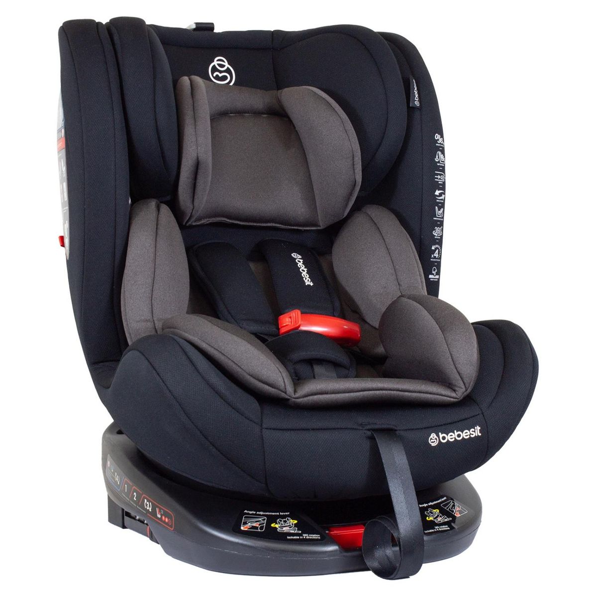 BEBESIT - Silla de Auto Convertible 360 Isofix OneFix DG Gris Bebesit