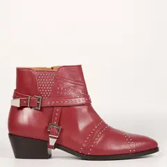 CUCHY - Botín Mujer Cuero Rojo