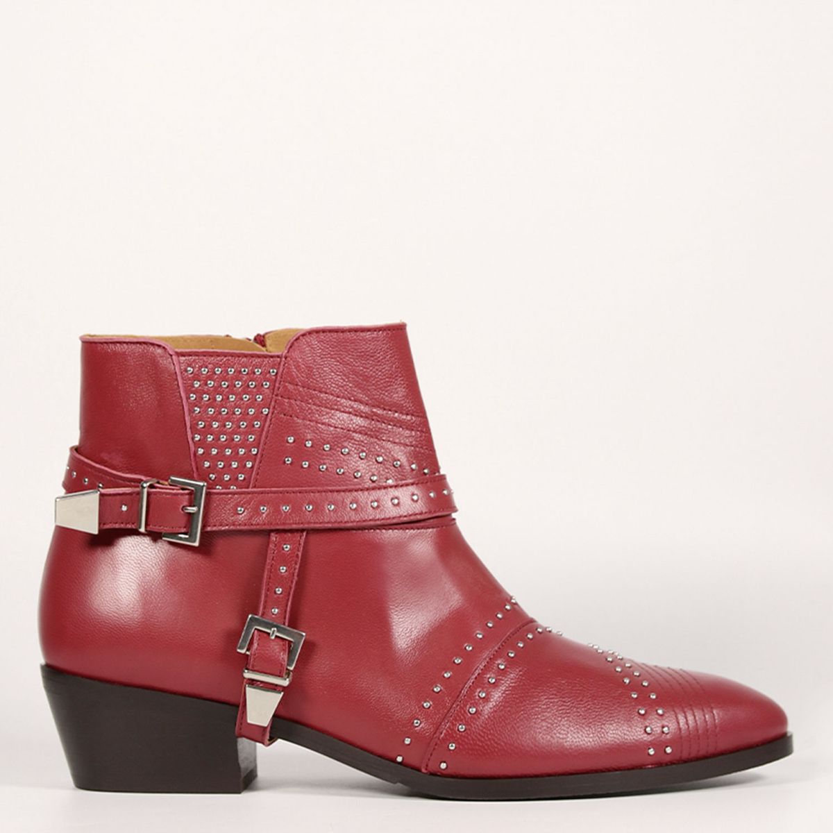 CUCHY - Botín Mujer Cuero Rojo Cuchy