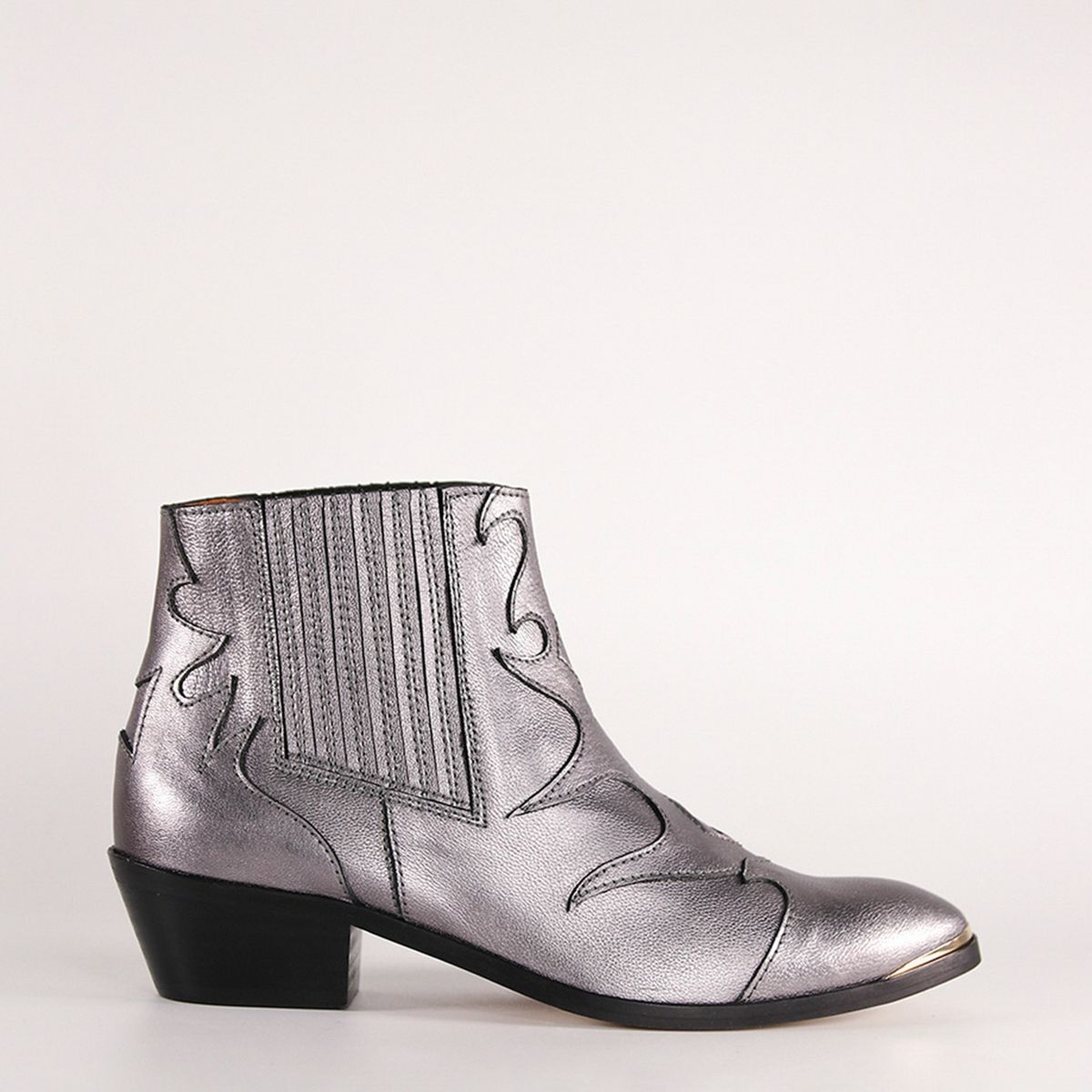 CUCHY - Botín Mujer Cuero Plateado Cuchy