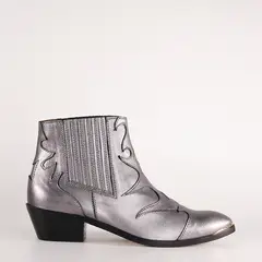 CUCHY - Botín Mujer Cuero Plateado