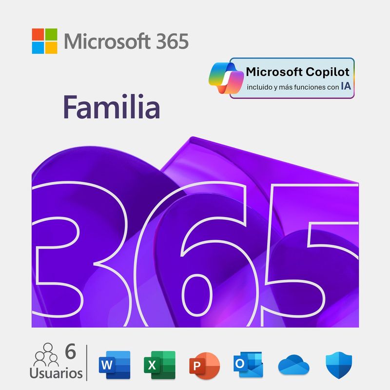 MICROSOFT - Microsoft 365 Familia (12 meses) 6 usuarios - Código digital