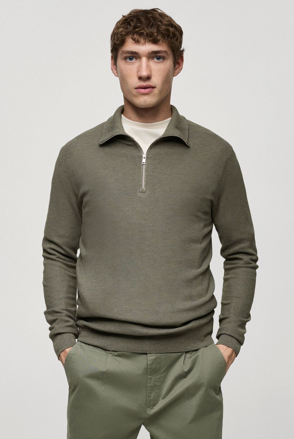 MANGO MAN - Sweater Microestructura Cuello Cremallera Hombre Mango Man