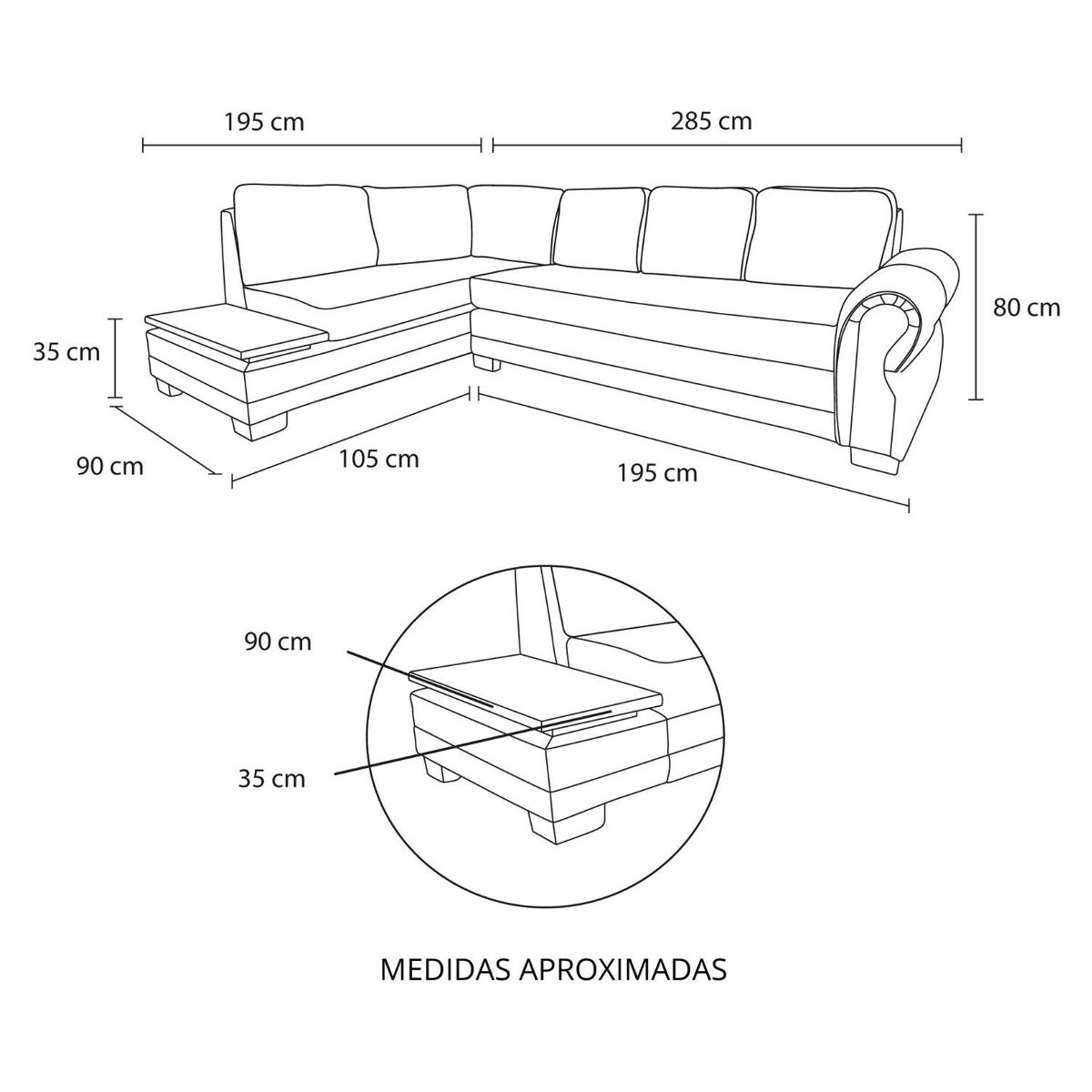 LIVING FACTORY - Sofá Seccional Michigan Res Lino Izquierdo Living Factory