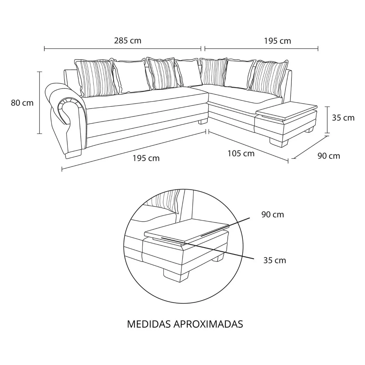 LIVING FACTORY - Sofá Seccional Dakota Res Lino Derecho Living Factory