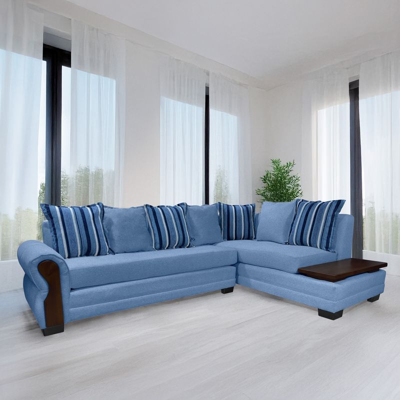 LIVING MARKET - Seccional Dakota Res Lino Azul Derecho Living Factory