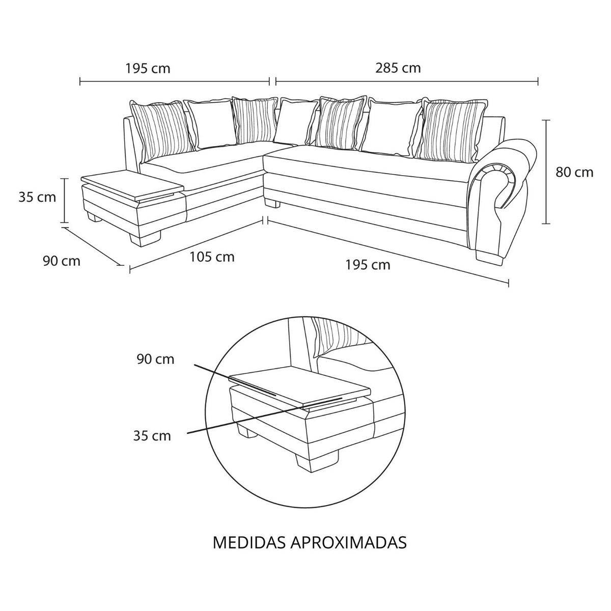 LIVING FACTORY - Sofá Seccional Dakota Res Lino Izquierdo Living Factory