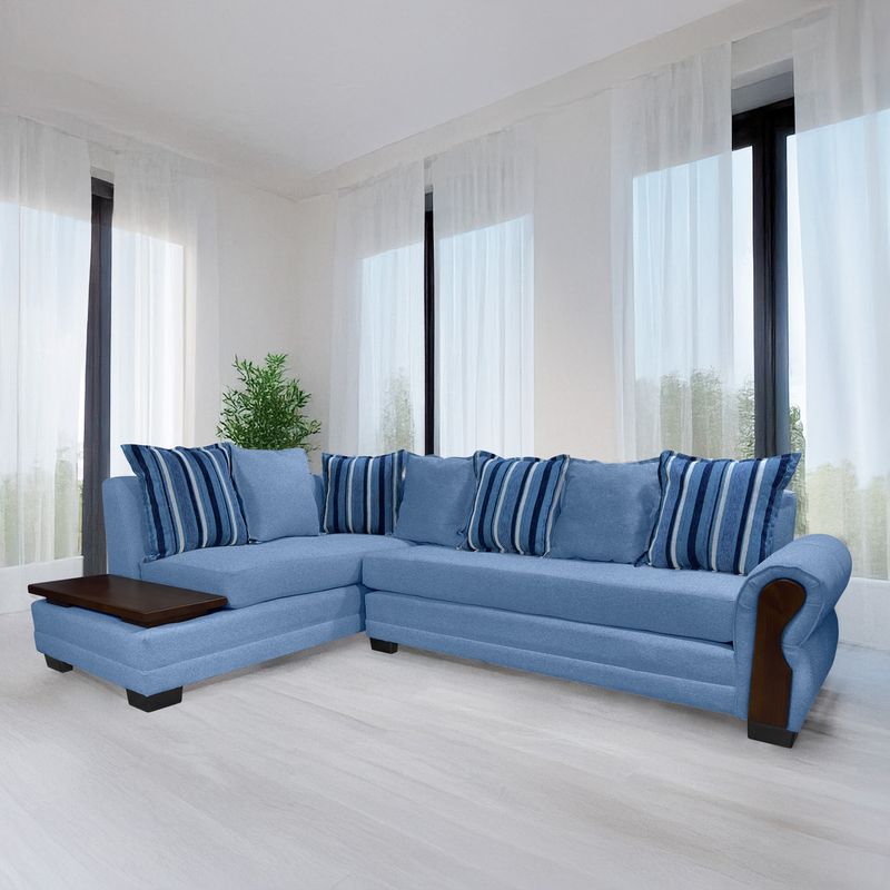 LIVING MARKET - Seccional Dakota Res Lino Azul Izquierdo Living Factory
