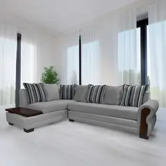 LIVING MARKET - Seccional Dakota Res Lino Gris Izquierdo Living Factory