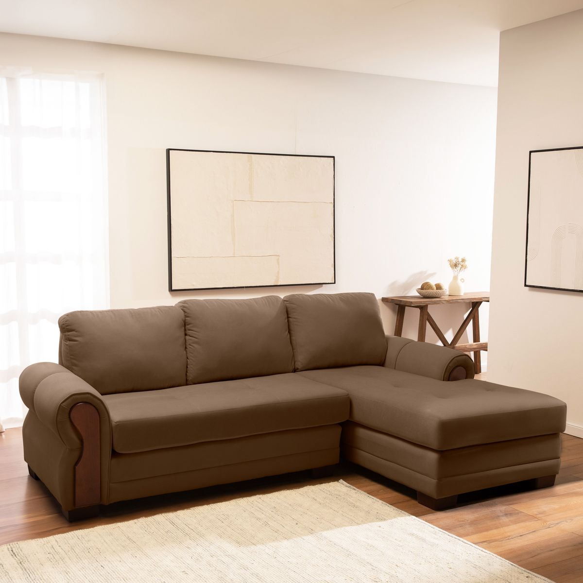 LIVING FACTORY - Sofá Seccional Oregon Res Felpa Derecho Living Factory