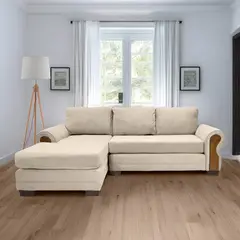 LIVING MARKET - Seccional Oregon Res Felpa Beige Izquierdo Living Factory