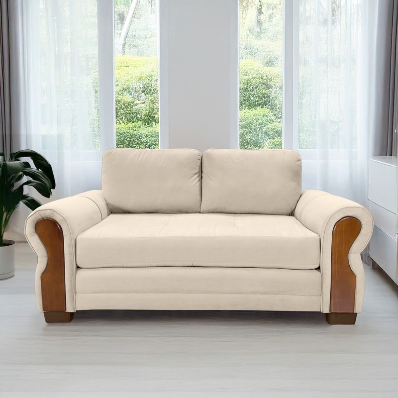 LIVING MARKET - Sofá Oregon Res Felpa Beige 2 Cuerpos Living Factory
