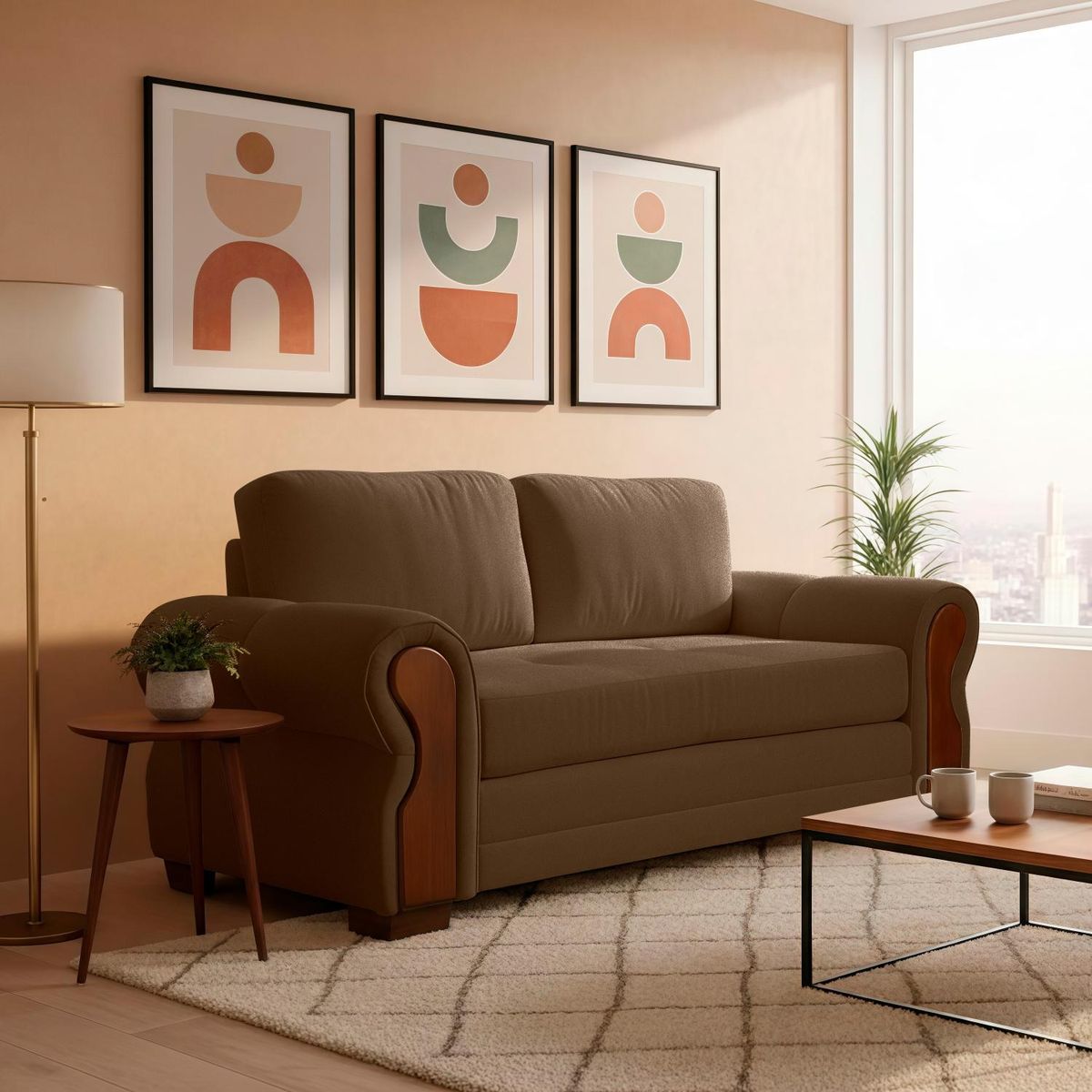 LIVING FACTORY - Sofá Oregon Res Felpa 2 Cuerpos Living Factory