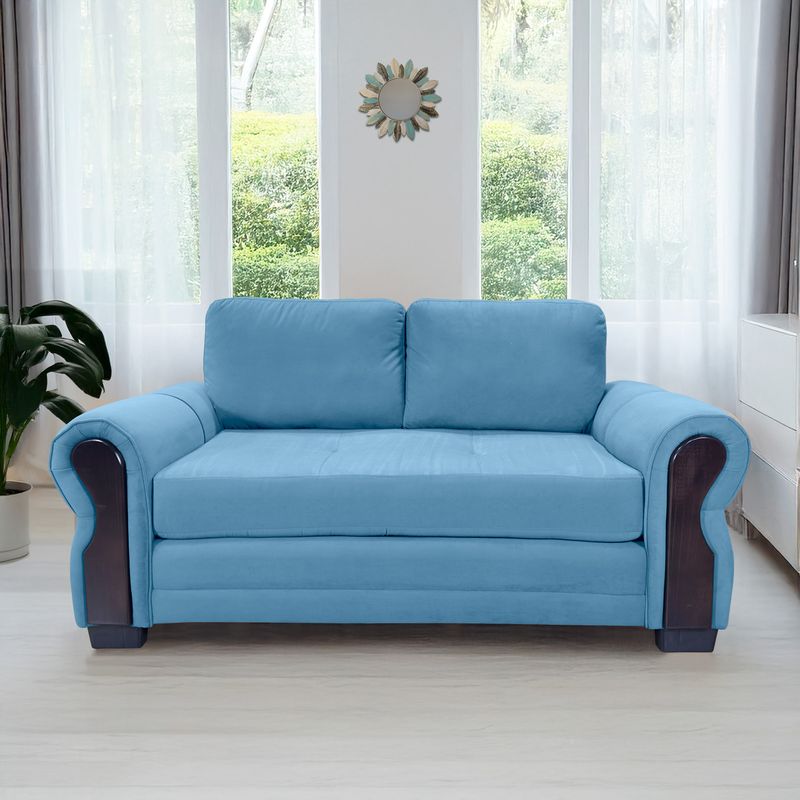 LIVING MARKET - Sofá Oregon Res Felpa Azul 2 Cuerpos Living Factory