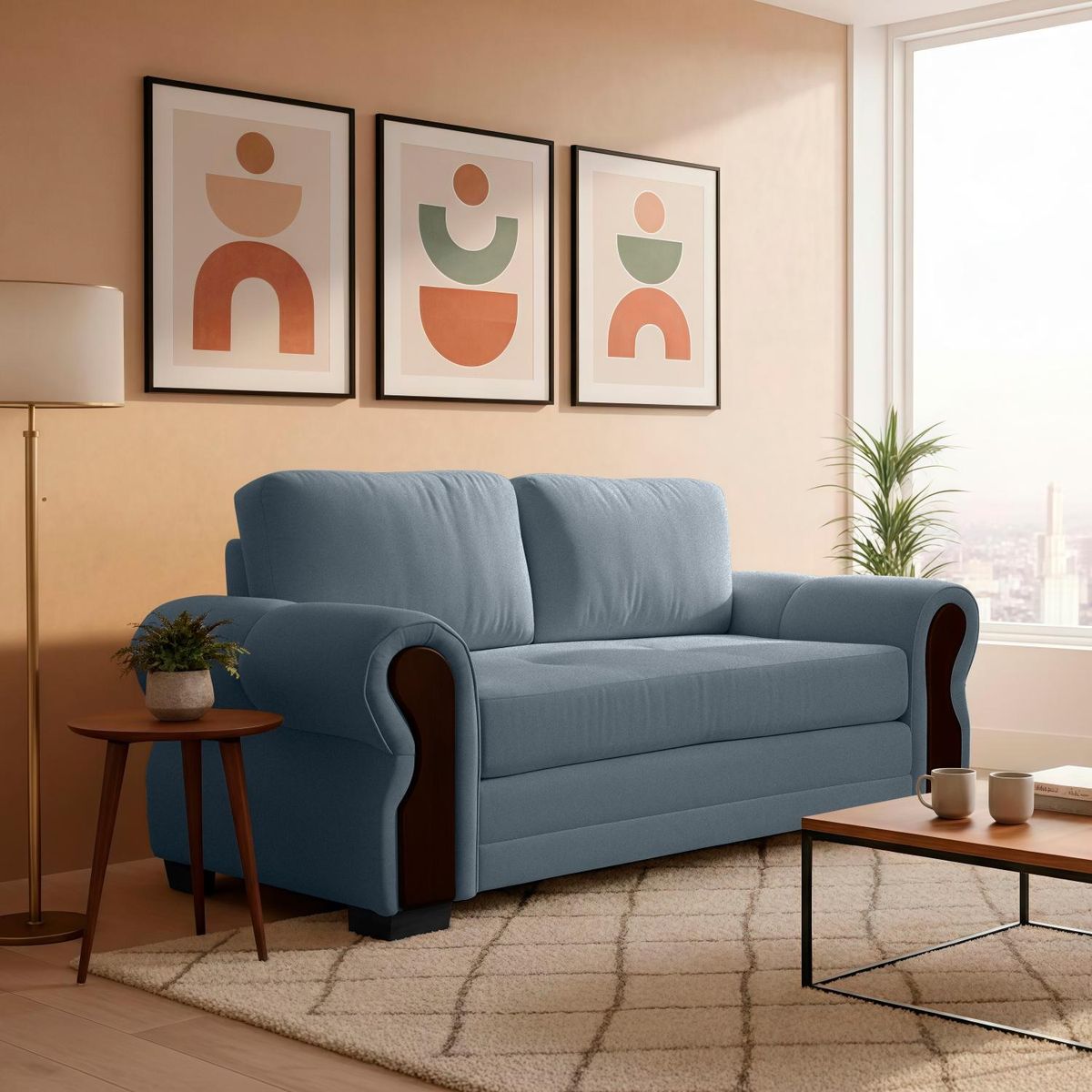 LIVING FACTORY - Sofá Oregon Res Felpa 2 Cuerpos Living Factory