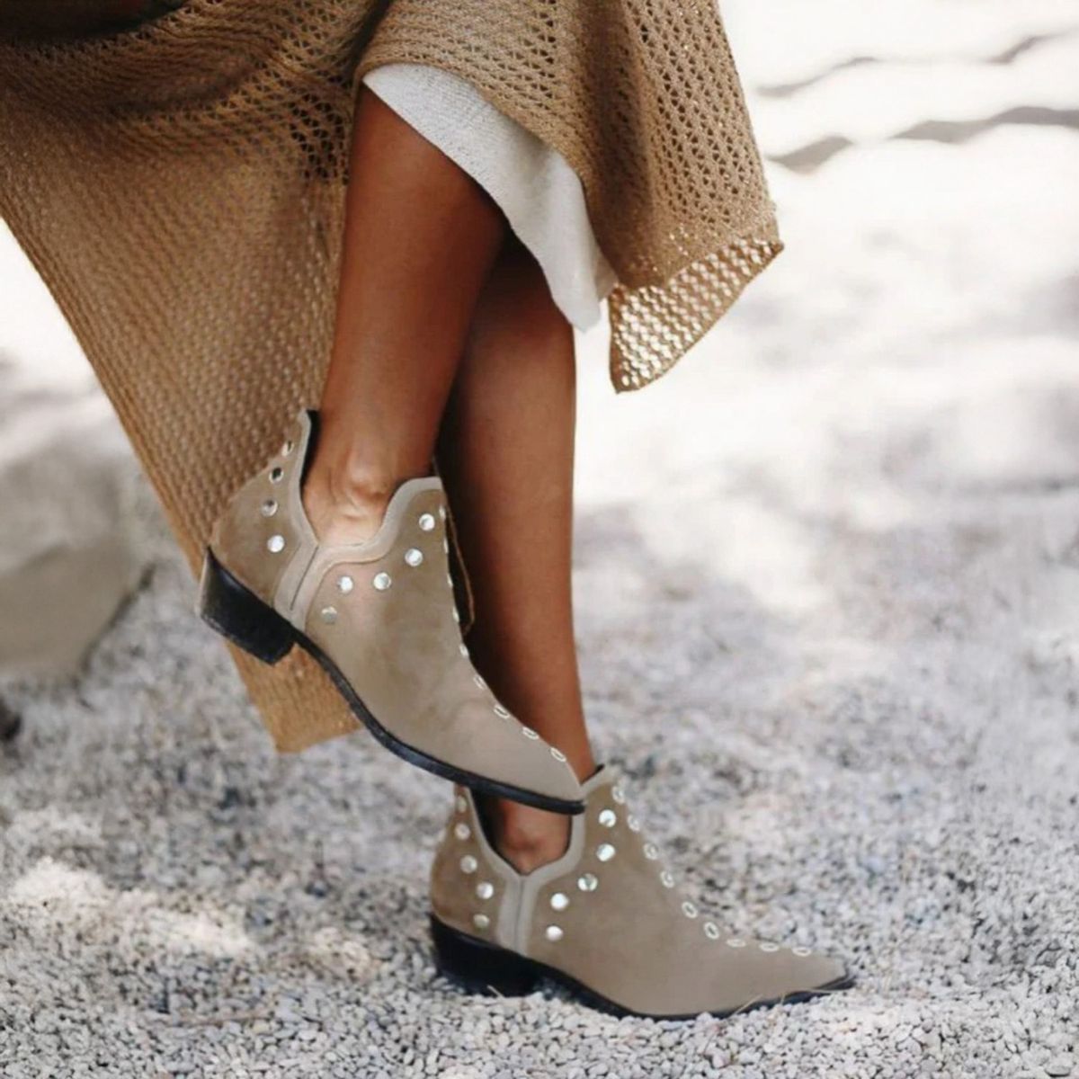 MICUIR - Botín Mujer Cuero Beige Micuir