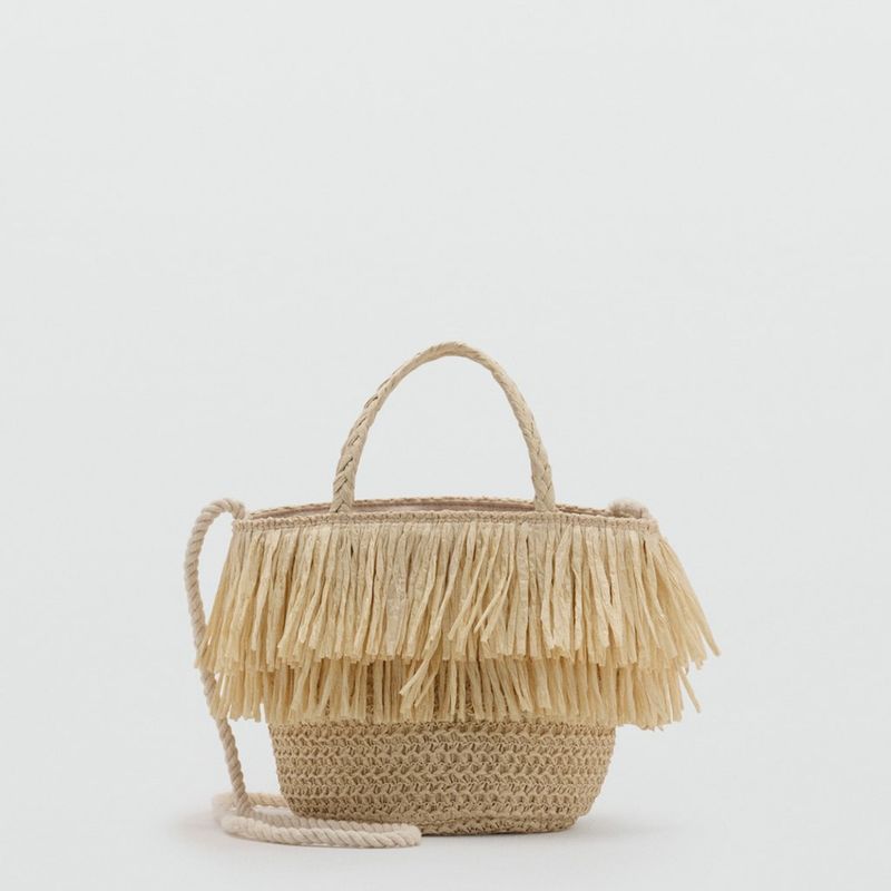 MANGO KIDS - Bolso Rafia Flecos Niña Mango Kids