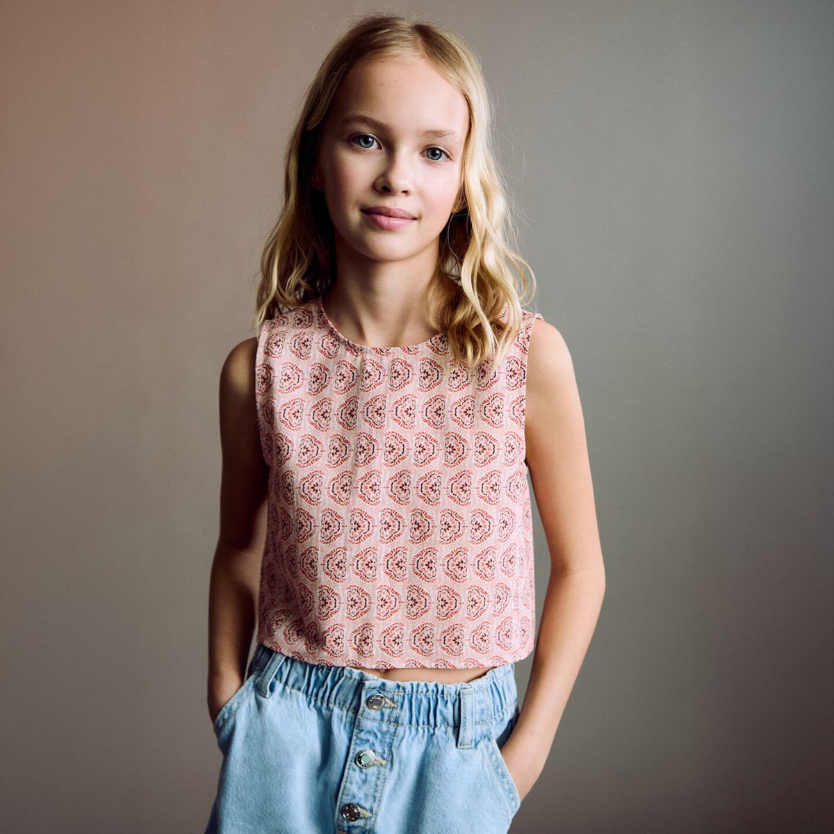 MANGO KIDS - Blusa Estampada Botones Niña Mango Kids