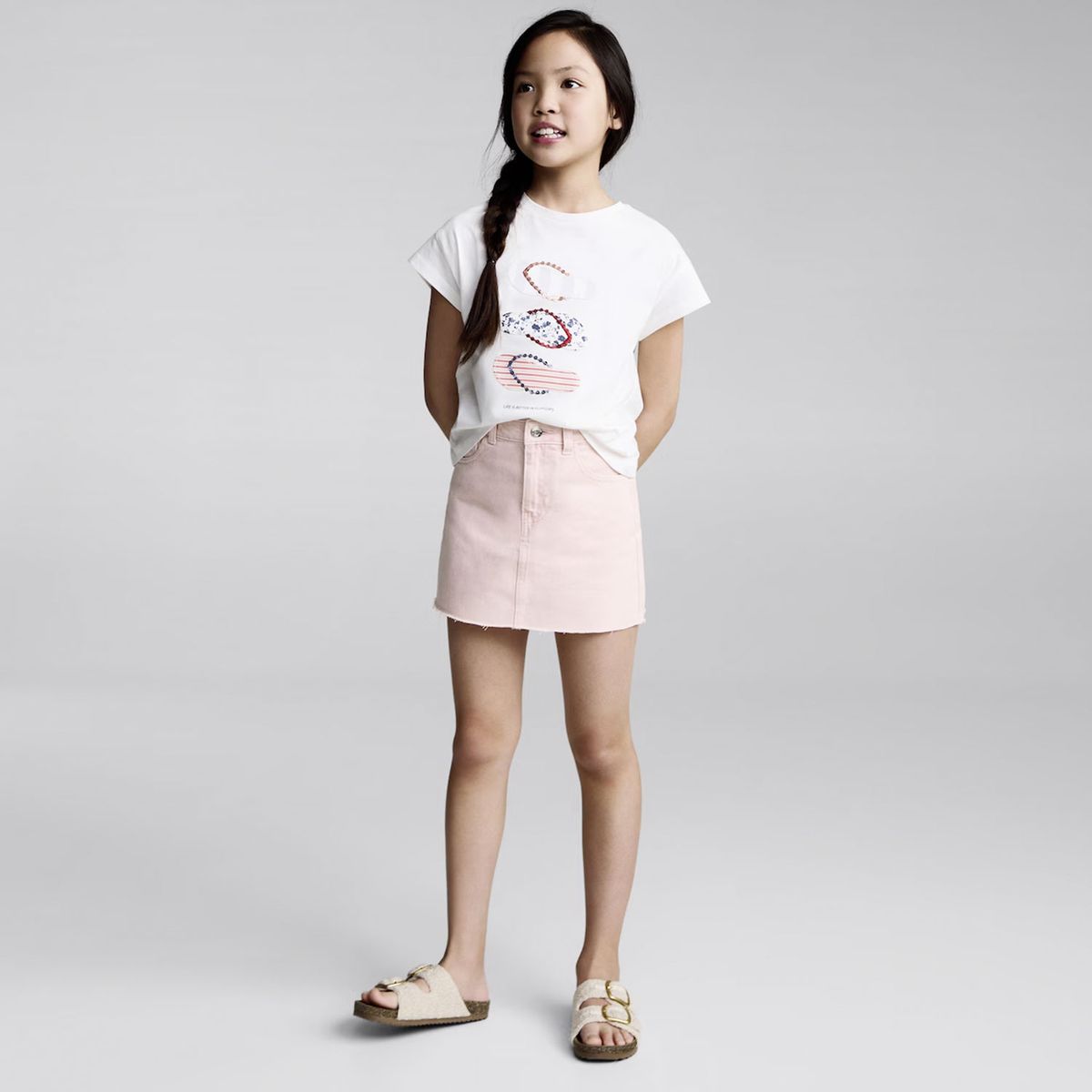 MANGO KIDS - Falda Vaquera Bajo Deshilachado Niña Mango Kids