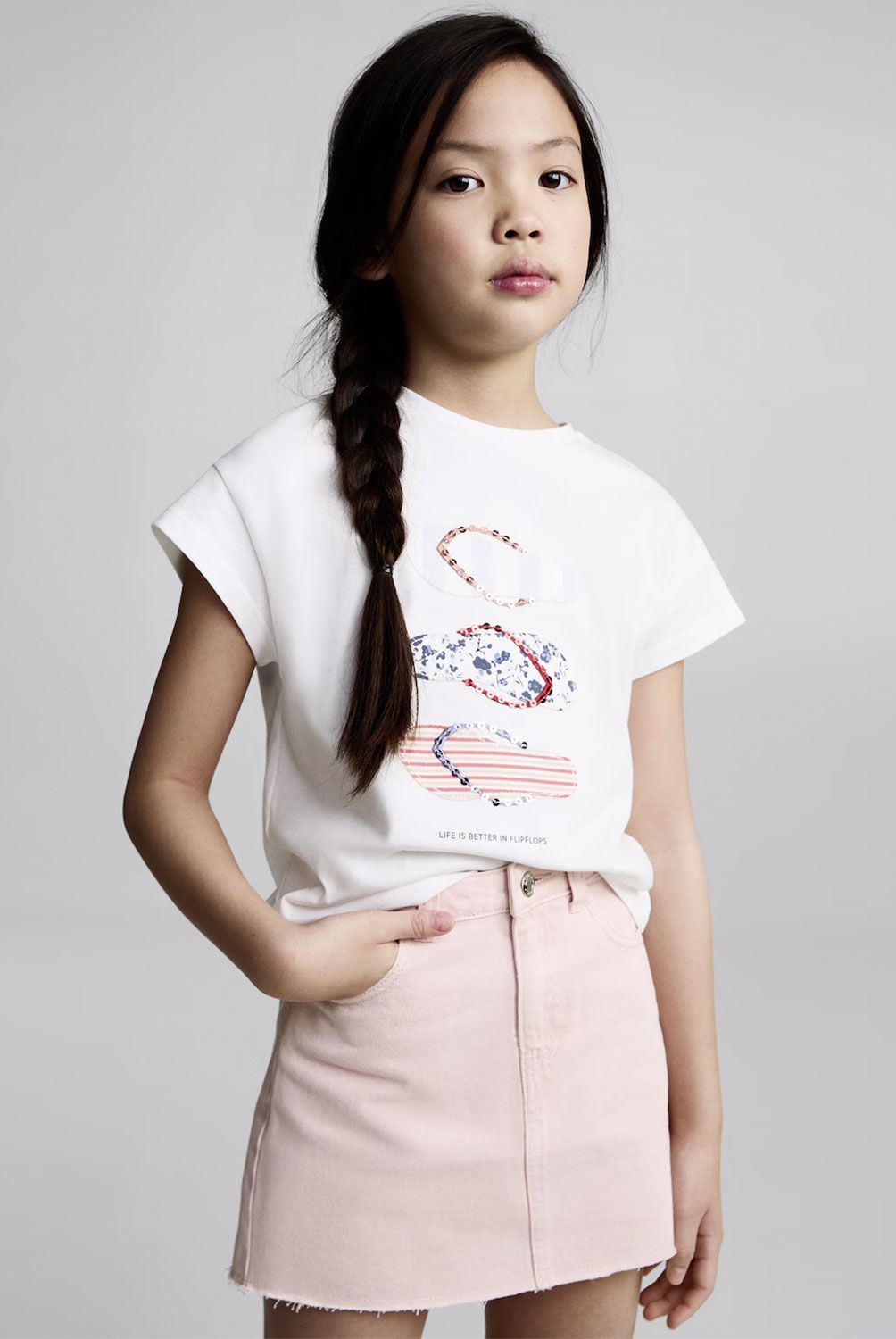 MANGO KIDS - Falda Vaquera Bajo Deshilachado Niña Mango Kids