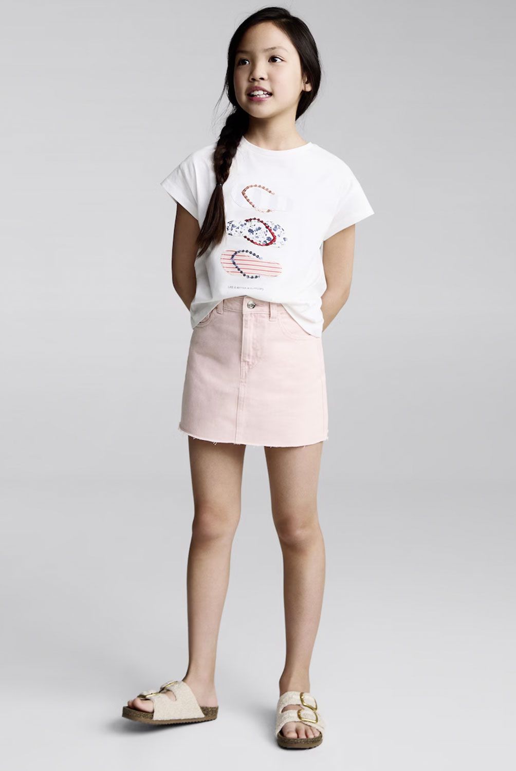 MANGO KIDS - Falda Vaquera Bajo Deshilachado Niña Mango Kids