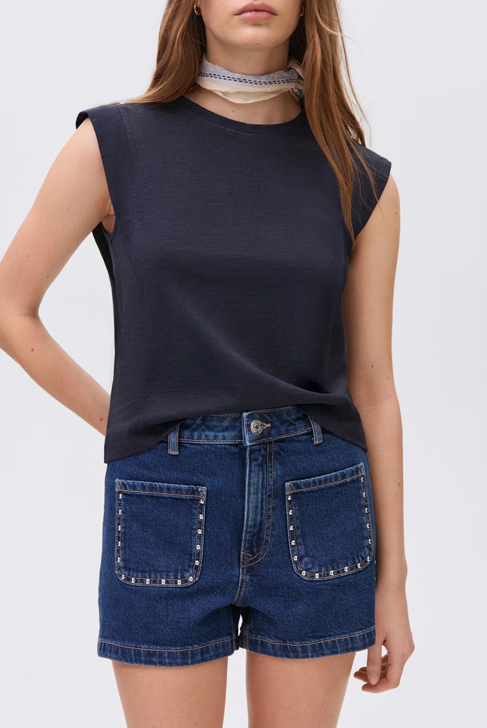 MANGO TEEN - Shorts Vaqueros Tachuelas Mujer Mango Teen