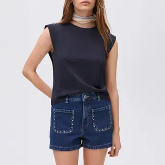 MANGO TEEN - Shorts Vaqueros Tachuelas Mujer