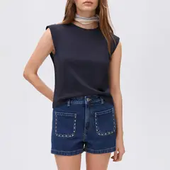 MANGO TEEN - Shorts Vaqueros Tachuelas Mujer