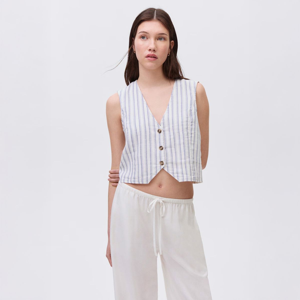 MANGO TEEN - Chaqueta Traje Rayas Mujer Mango