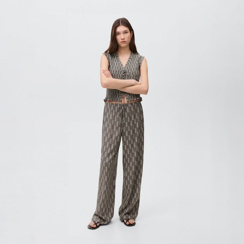 MANGO TEEN - Pantalón Recto Estampado Mujer Mango Teen