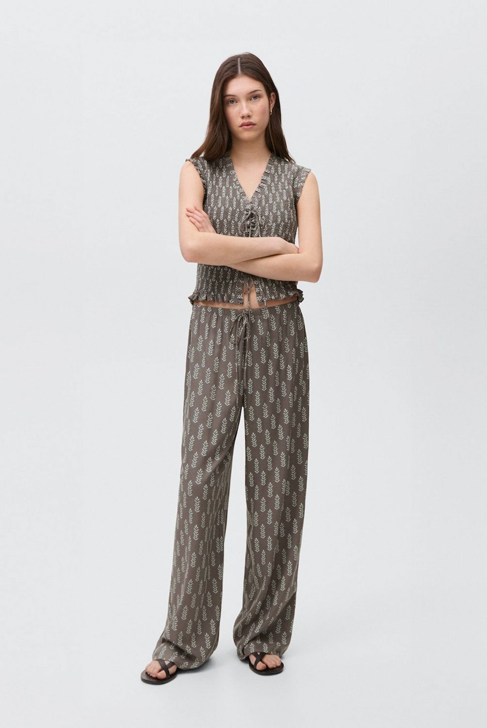 MANGO TEEN - Pantalón Recto Estampado Mujer Mango Teen