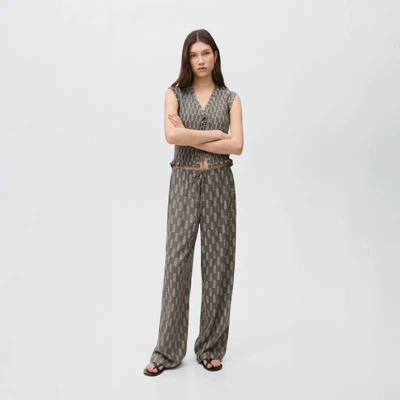 MANGO TEEN - Pantalón Recto Estampado Mujer Mango Teen
